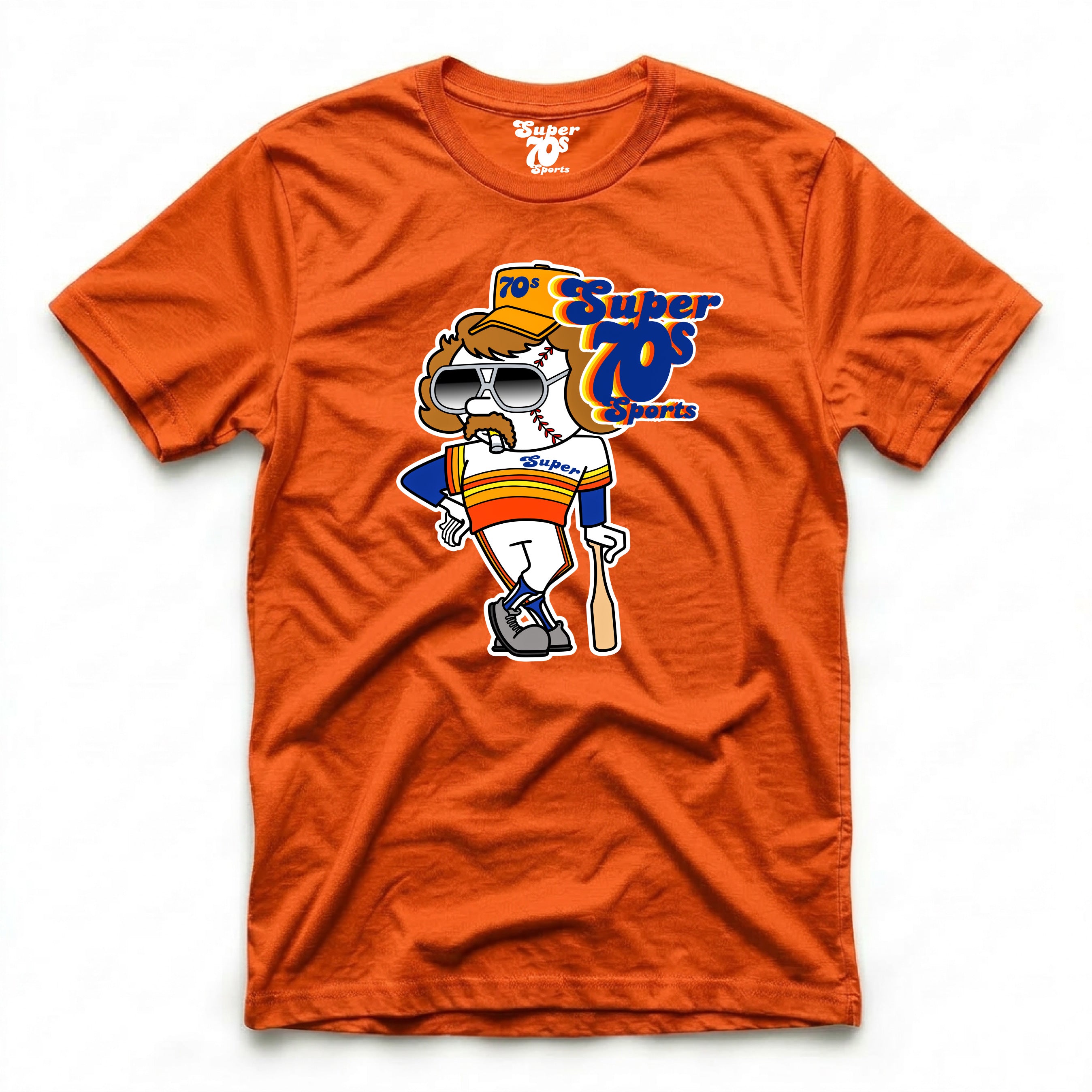 Super 70s Sports Baseball Man Logo Tee